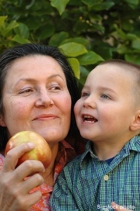 photo of grandma and grandson eating healthy