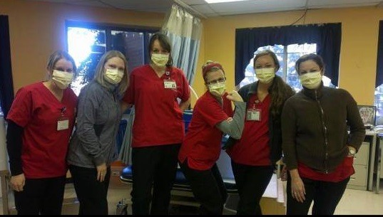 Nurses are required to wear face masks for refusing the flu vaccine. Photo from Nurses Against Mandatory Vaccines Facebook Page.