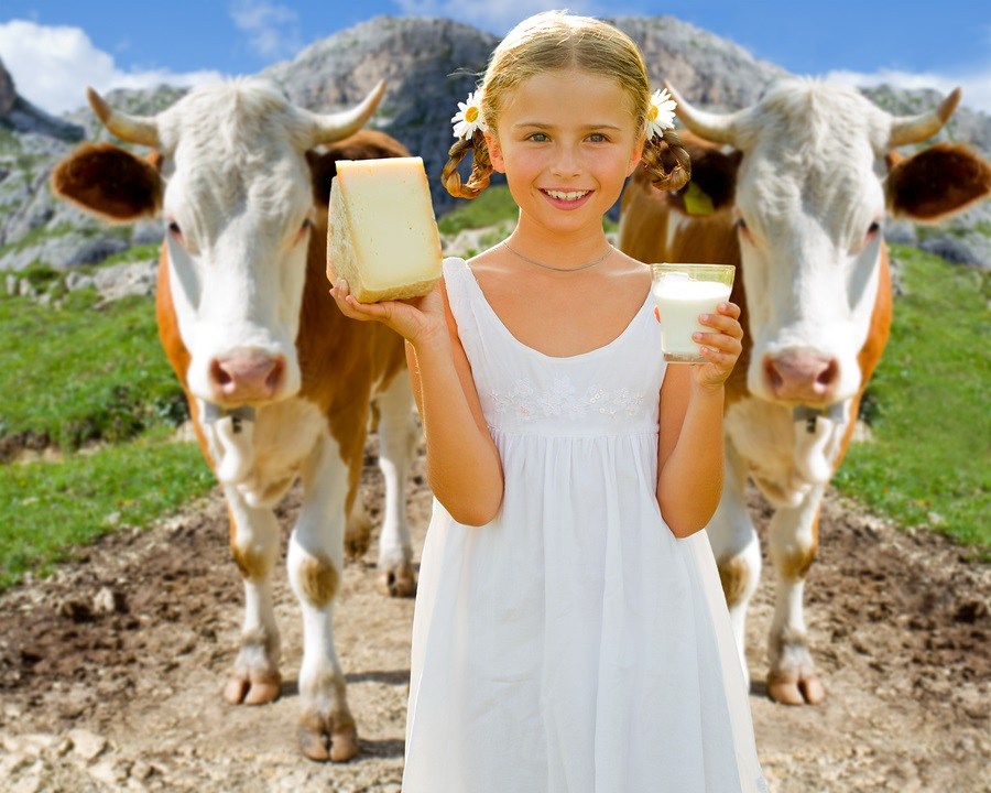 Young healthy girl enjoying farm fresh unprocessed cow's milk.