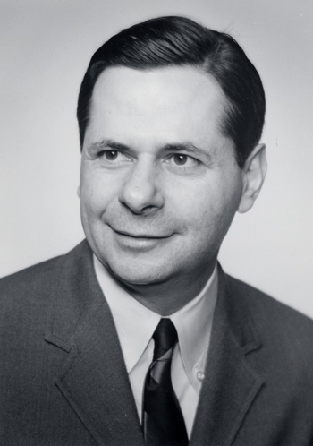 black and white formal portrait image of Dr. Stanley Jacob