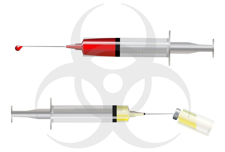 Syringes filled with blood and vaccine