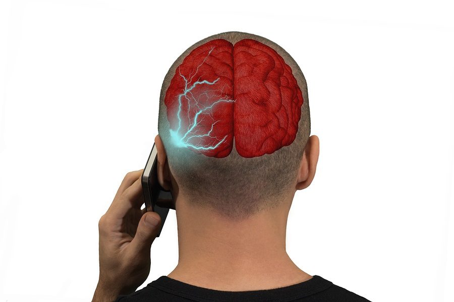 Phone emits waves in the brain of a person