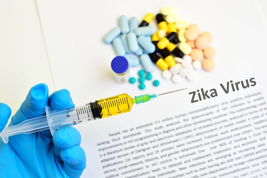 Syringe with drugs for Zika virus infection disease