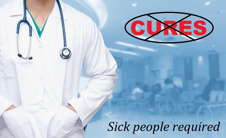 doctor with a stethoscope around his neck on the hospital blurred background image representing sick people as profitable