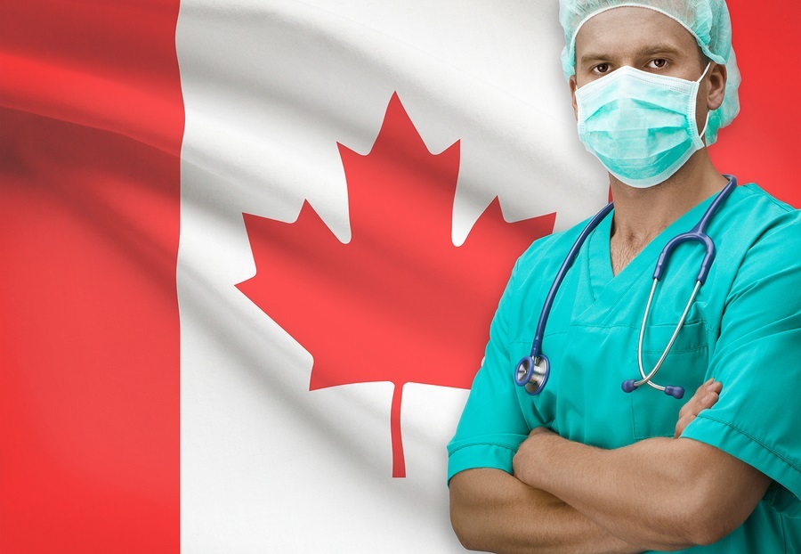 Surgeon with flag on background - Canada