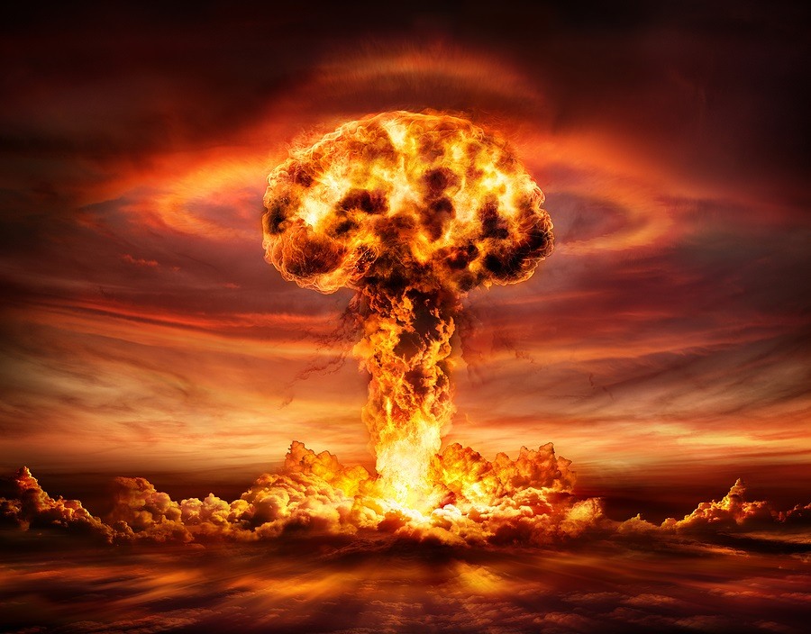 Nuclear Bomb Explosion - Mushroom Cloud After Big Explosion