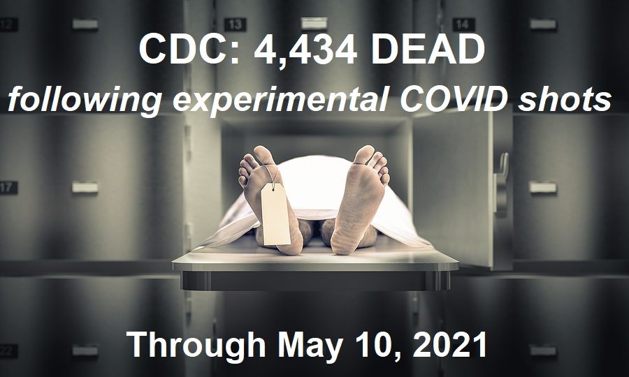 CDC: Death Toll Following Experimental COVID Injections Now at 4,434 – More than 21 Years of Recorded Vaccine Deaths from VAERS