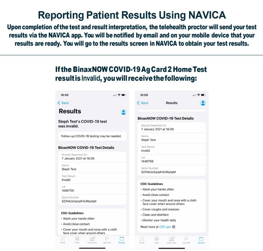 Home test kit reporting