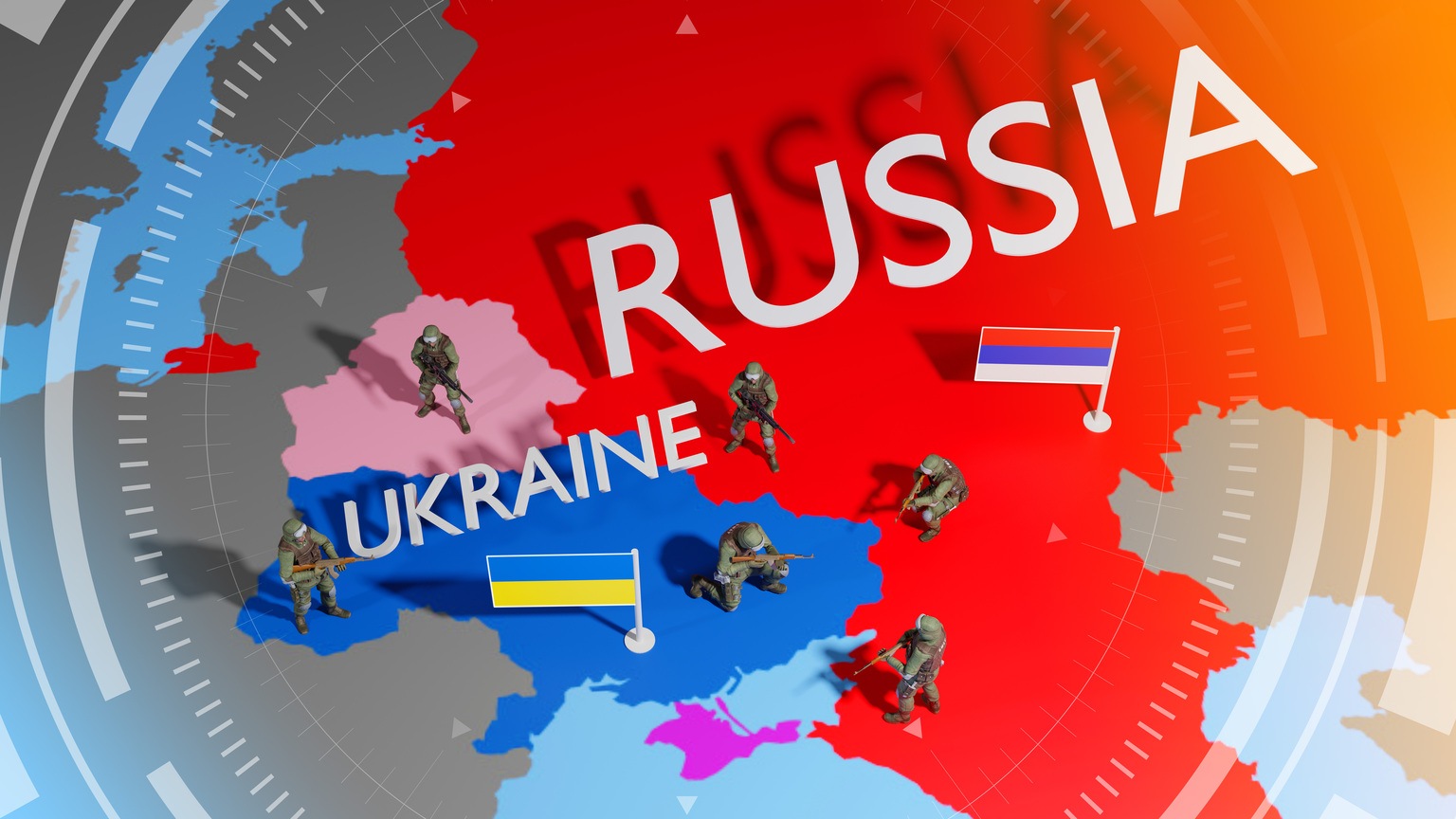 Ukraine crisis map. Ukraine and Russia military conflict.