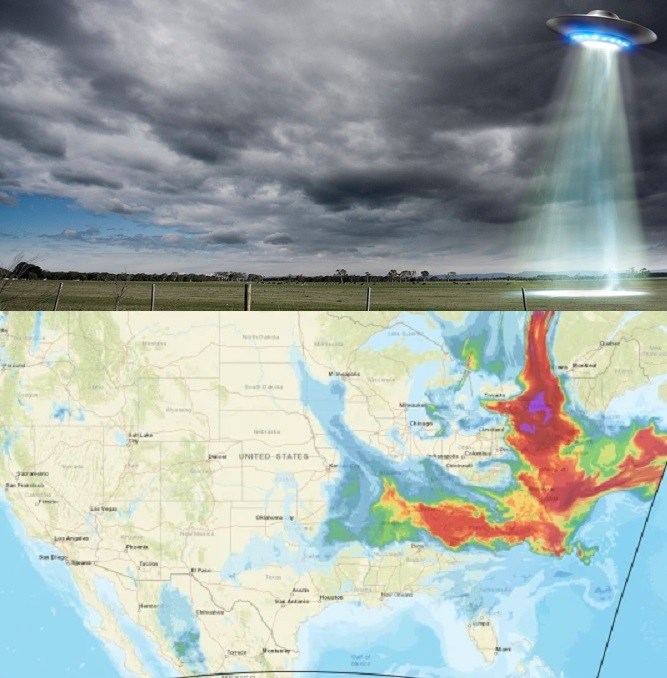 smoke in U.S. from Canada wild fires UFOs