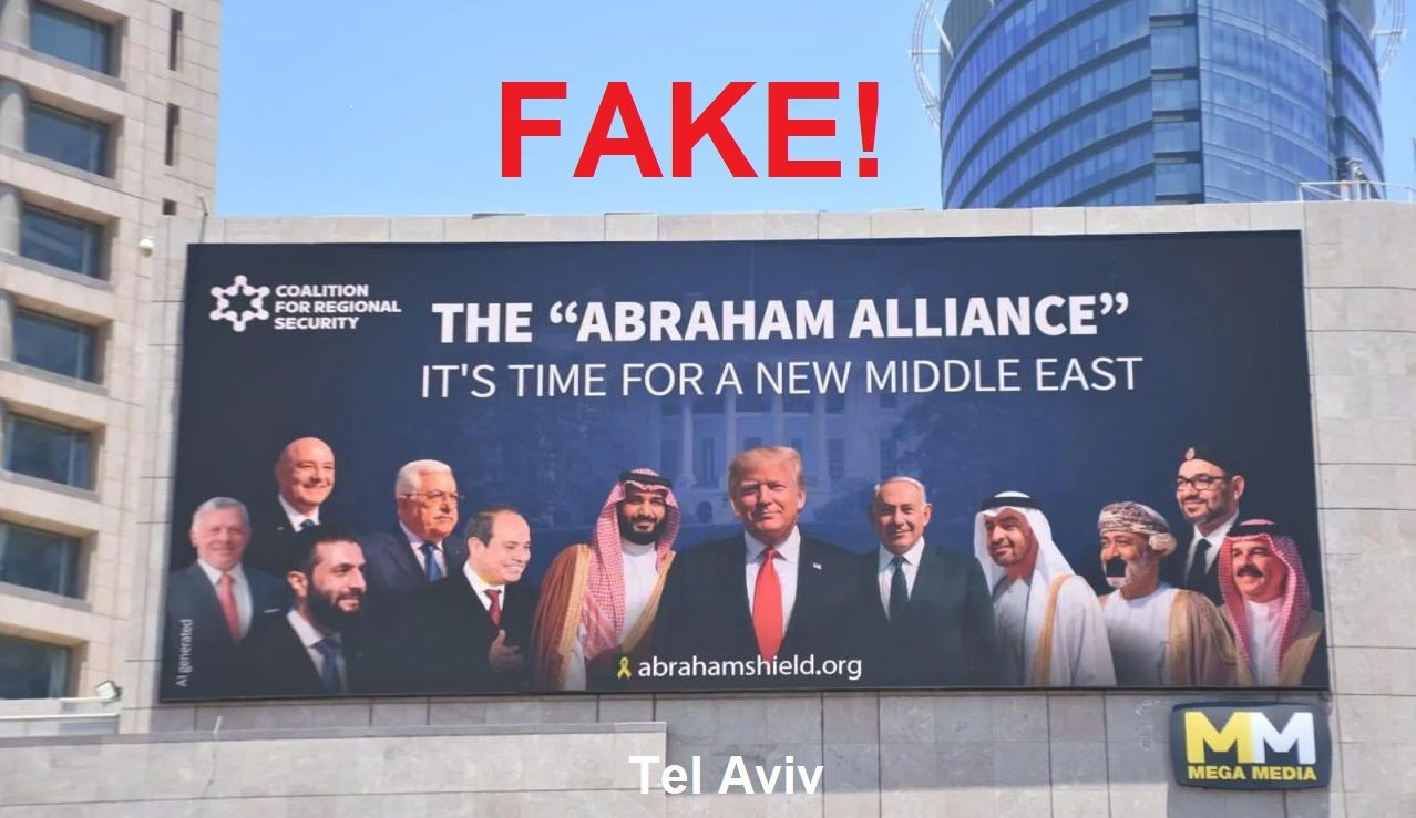 Abraham Accords Billboard Tel Aviv FAKE